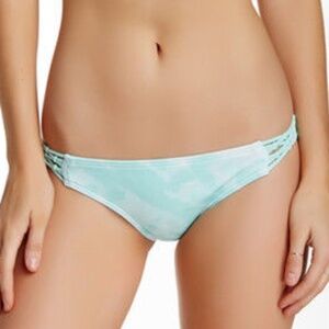 Reef bikini bottoms braided cut side tabs mint green white tie dye